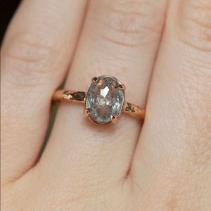1.28 Carat Rosecut Salt and Pepper Diamond Ring by Anueva Jewelry - rose gold